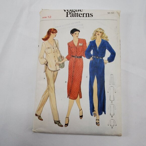 Vogue Patterns 7432 UNCUT Misses Size 12 1970s Top Pants & Dress Sewing Pattern - Picture 8 of 10
